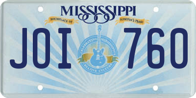 MS license plate JOI760