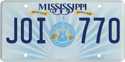 MS license plate JOI770
