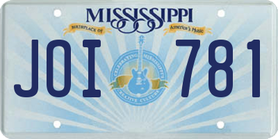 MS license plate JOI781