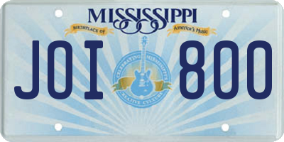 MS license plate JOI800