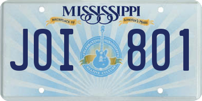 MS license plate JOI801