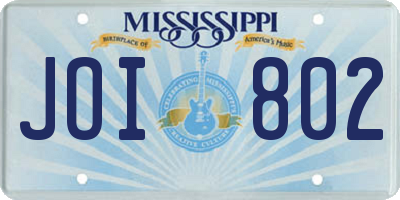 MS license plate JOI802