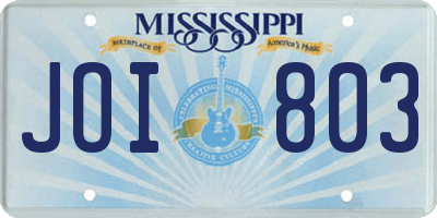 MS license plate JOI803