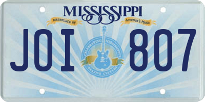 MS license plate JOI807