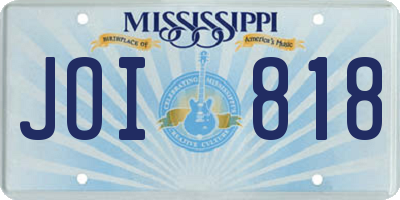 MS license plate JOI818