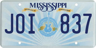 MS license plate JOI837