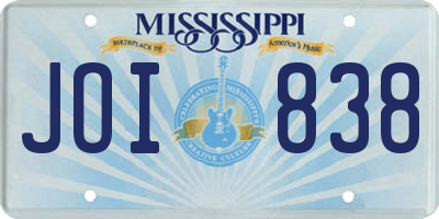 MS license plate JOI838