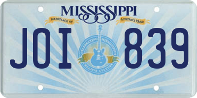 MS license plate JOI839