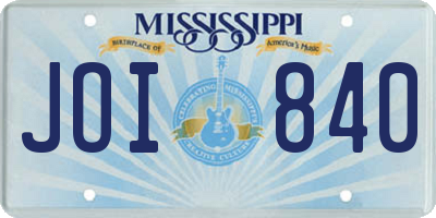 MS license plate JOI840