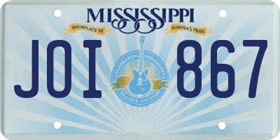 MS license plate JOI867