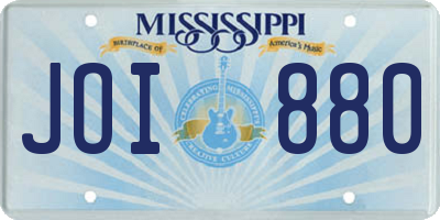 MS license plate JOI880