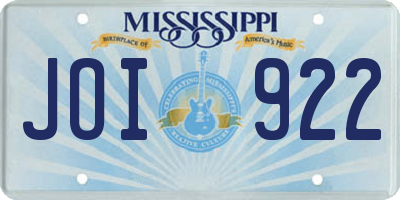 MS license plate JOI922