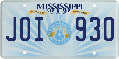 MS license plate JOI930