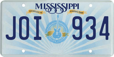 MS license plate JOI934