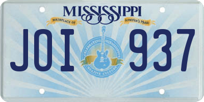 MS license plate JOI937