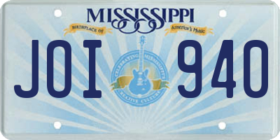 MS license plate JOI940