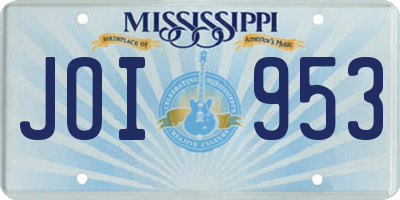 MS license plate JOI953
