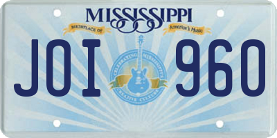 MS license plate JOI960