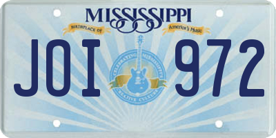 MS license plate JOI972