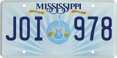 MS license plate JOI978