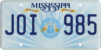 MS license plate JOI985
