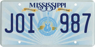 MS license plate JOI987