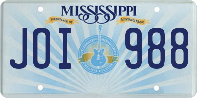MS license plate JOI988