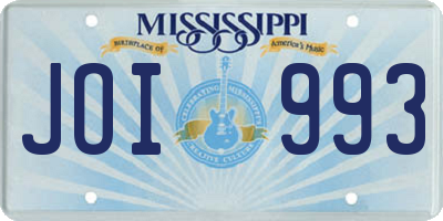 MS license plate JOI993