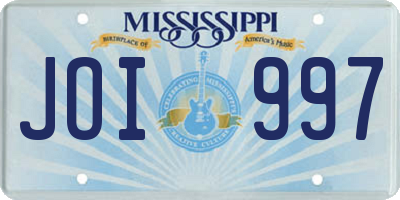 MS license plate JOI997