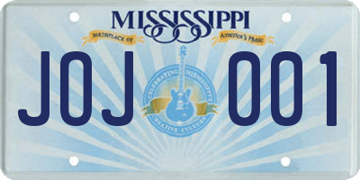 MS license plate JOJ001