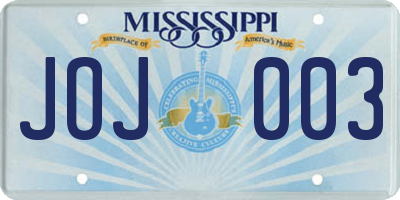 MS license plate JOJ003