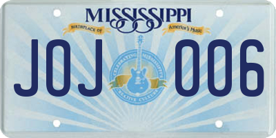MS license plate JOJ006