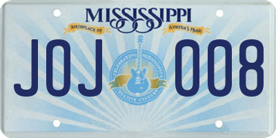 MS license plate JOJ008