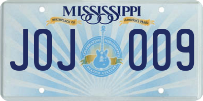 MS license plate JOJ009