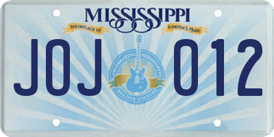 MS license plate JOJ012