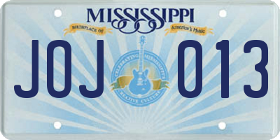 MS license plate JOJ013