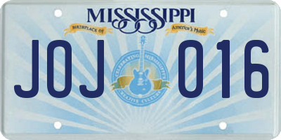 MS license plate JOJ016