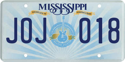 MS license plate JOJ018