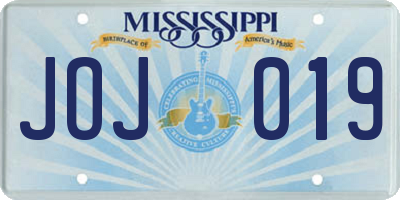 MS license plate JOJ019