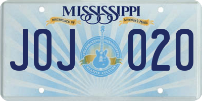 MS license plate JOJ020