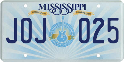 MS license plate JOJ025