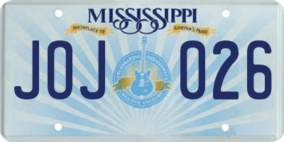 MS license plate JOJ026