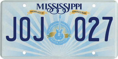 MS license plate JOJ027