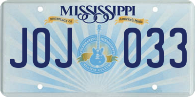 MS license plate JOJ033