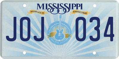 MS license plate JOJ034