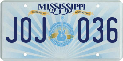 MS license plate JOJ036