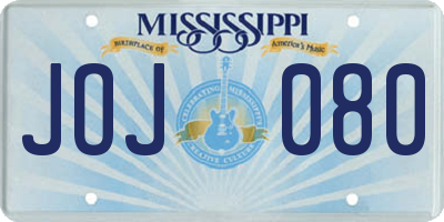 MS license plate JOJ080
