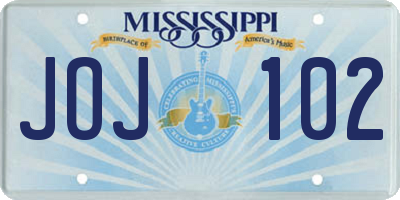 MS license plate JOJ102