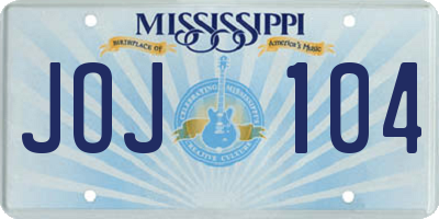MS license plate JOJ104