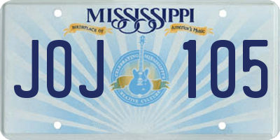 MS license plate JOJ105